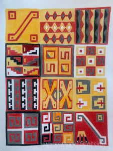 Colored Pencil Drawing of Andean Woven Textile Patterns